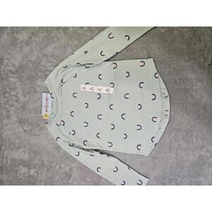 New Cat And Jack Girls Long Sleeve Shirt Mint With Rainbows Size 5T